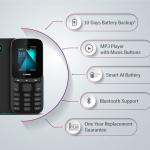 Lava A3 Power (Aqua Blue),Military Grade Certified, Jumbo Battery with 10 Days Backup, Dedicated Music Buttons, Keypad Mobile, Basic Mobile